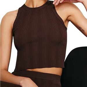 Good American Plisse Sweater Tank NWT